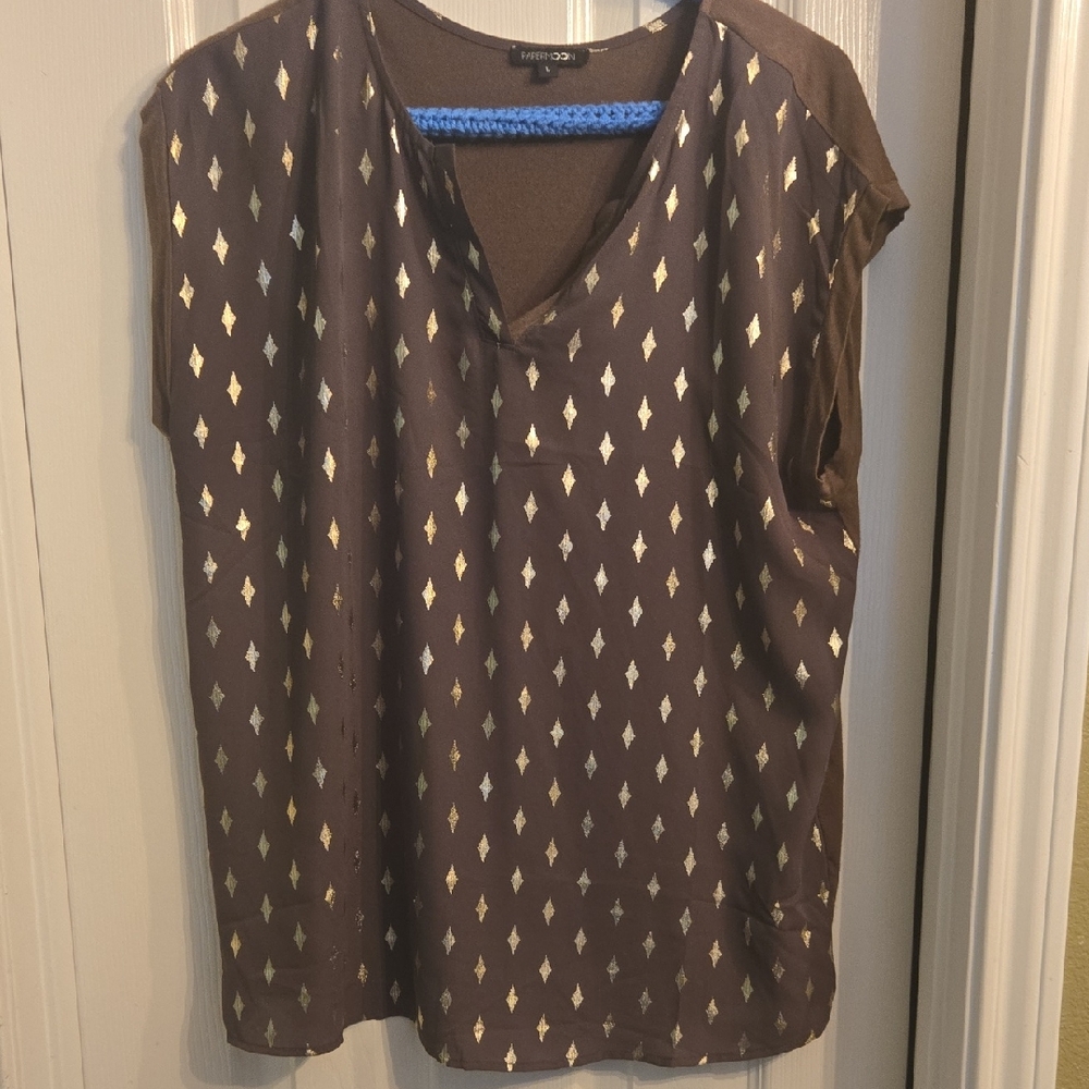 Papermoon Olive Green Tank with Gold Diamond Motif